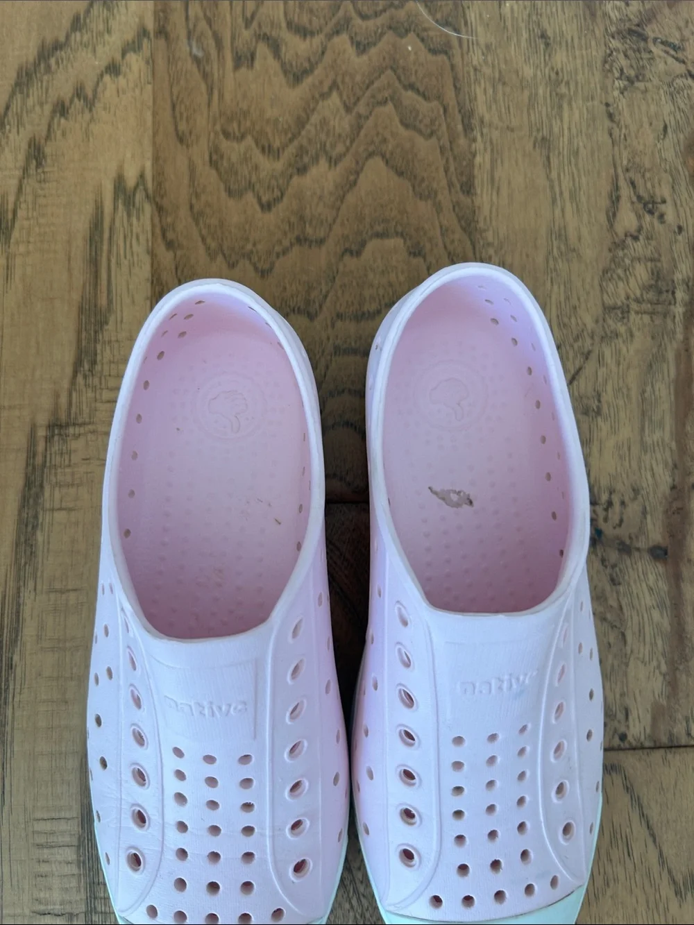 Native Jefferson Kids Slip-On Water Shoes in Pink with White Toe